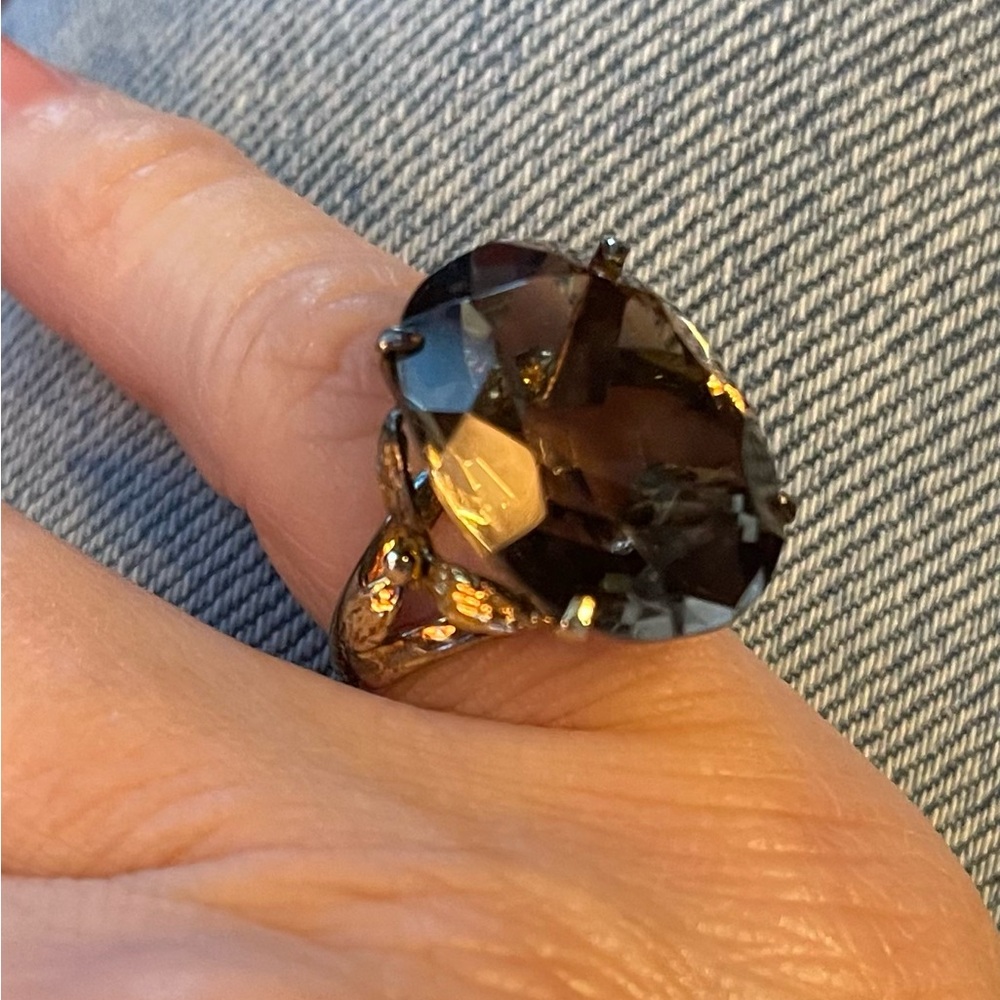 Elegant Smokey topaz and 14K Gold Ring